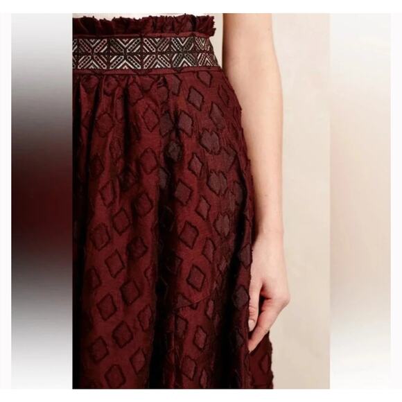 Maeve‎ X Anthropologie Women's Brown Diamond-Cut A-line Skirt Size 8 - Picture 2 of 12